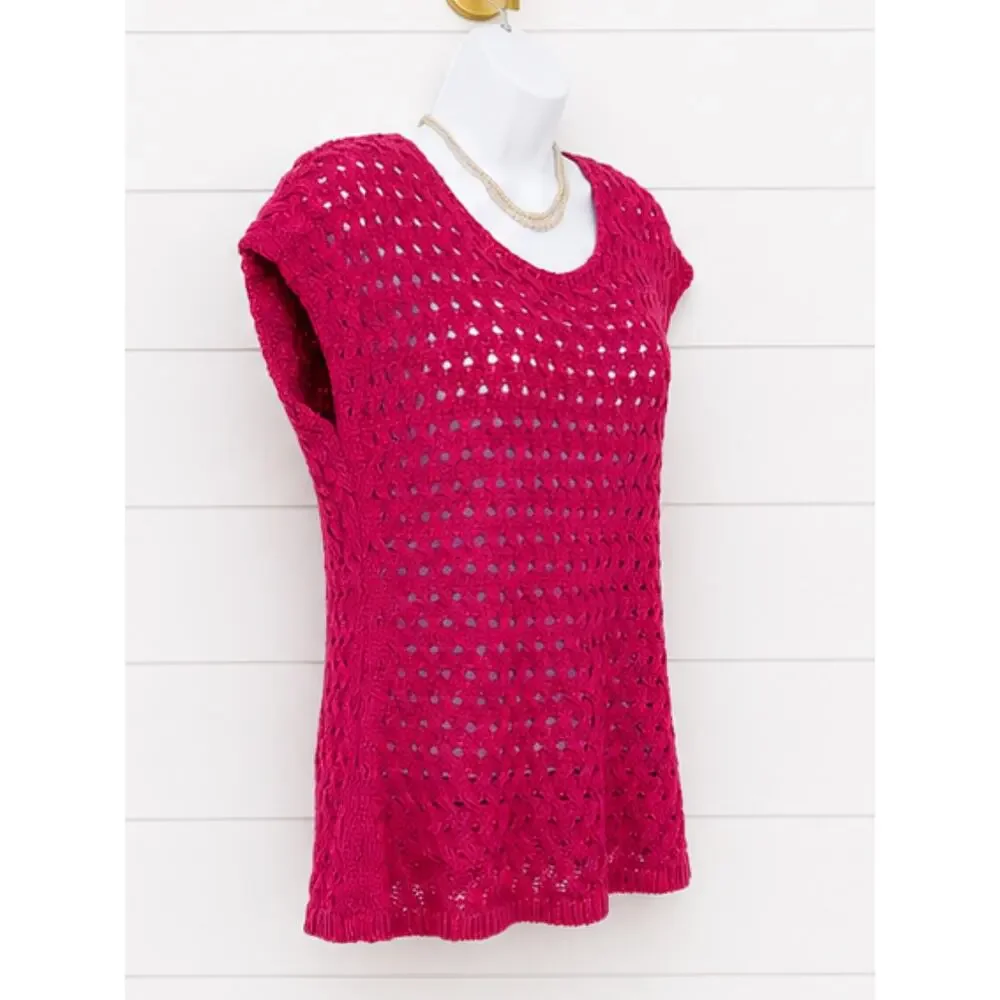 COLDWATER CREEK Fuchsia Open Knit Sweater Layering Size S/8